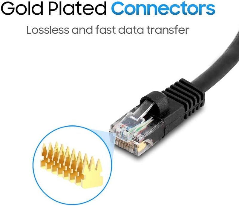 Cmple - Cat5e Ethernet Cable 100 ft, 350 MHz UTP Cat 5e Ethernet Patch Cord, 1Gbps Network LAN Cables, RJ45 Connectors, Compatible with Laptop, Modem, Router - Black - Image 4